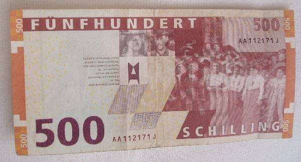  500 Schilling banknote from Austria 